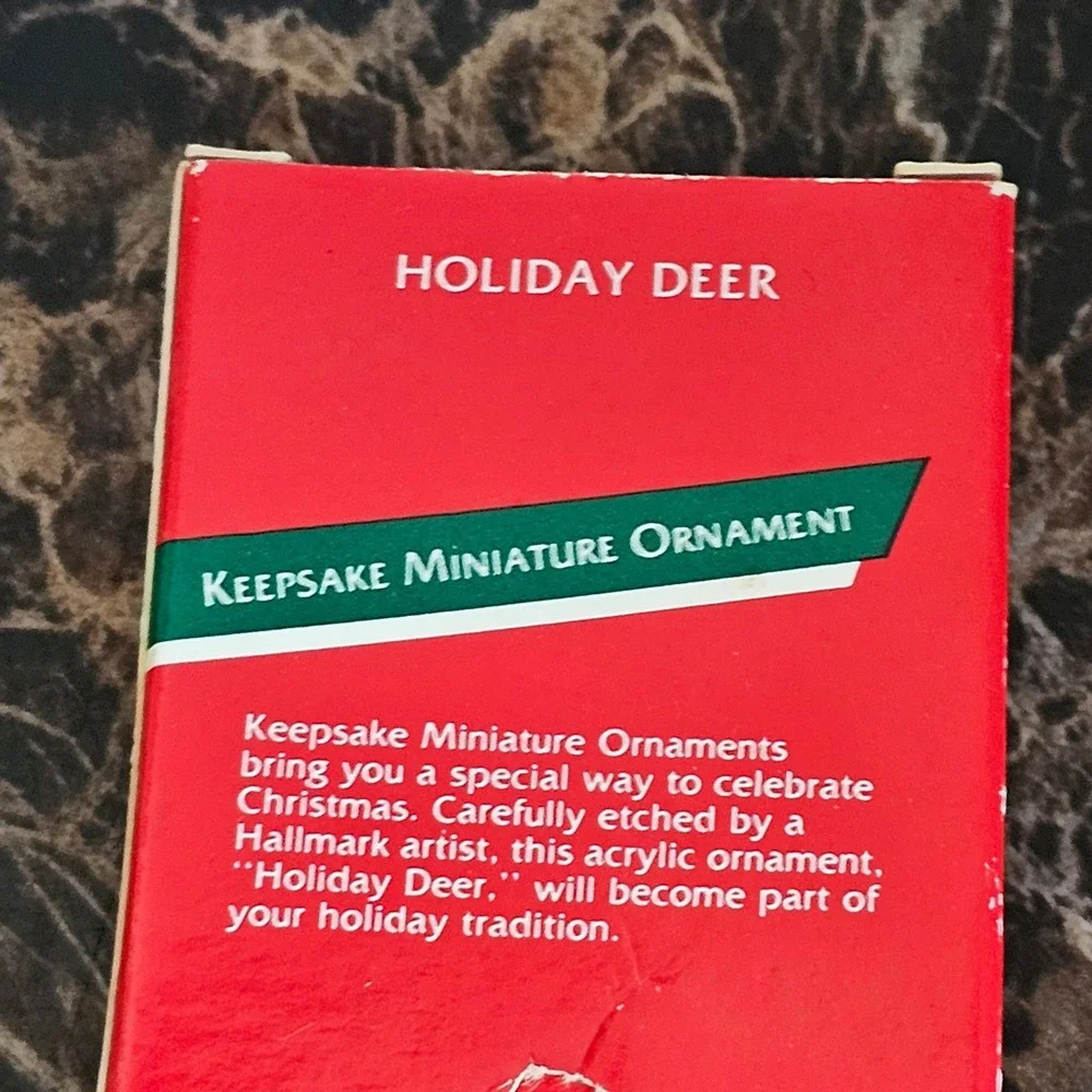 Vintage 1989 Hallmark Keepsake Miniature Ornament Holiday Deer Etched Acrylic